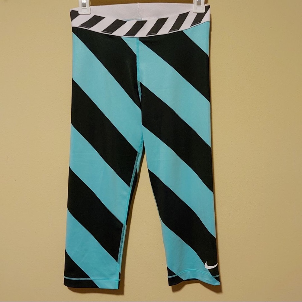 Nike Dri-Fit Blue/Black striped leggings Medium